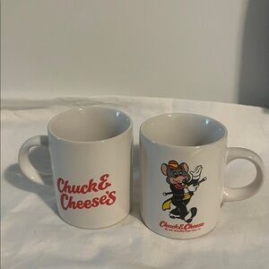 2x Chuck E. Cheese’s Vintage 1991 Showbiz Pizza Time, INC Mini Mug White Classic